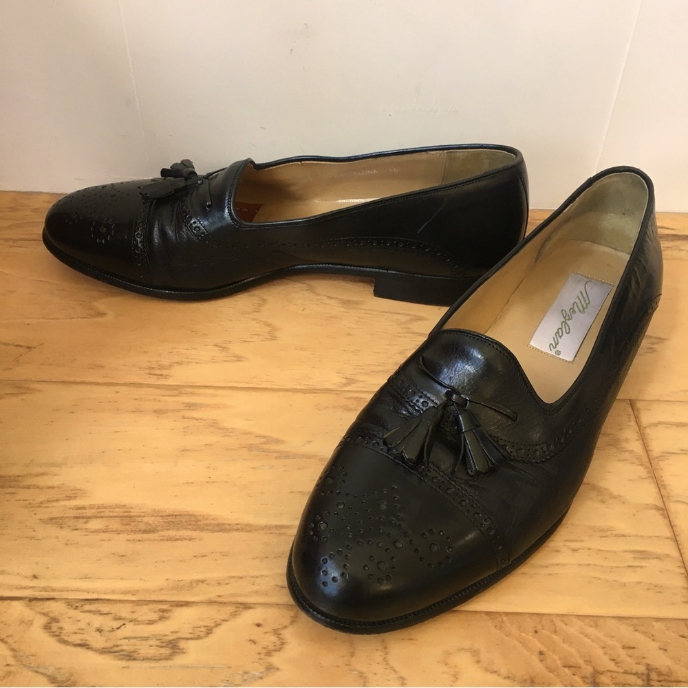 Mezlan Black Leather Loafer with tassels 10 M Barcelona Handmade in Spain